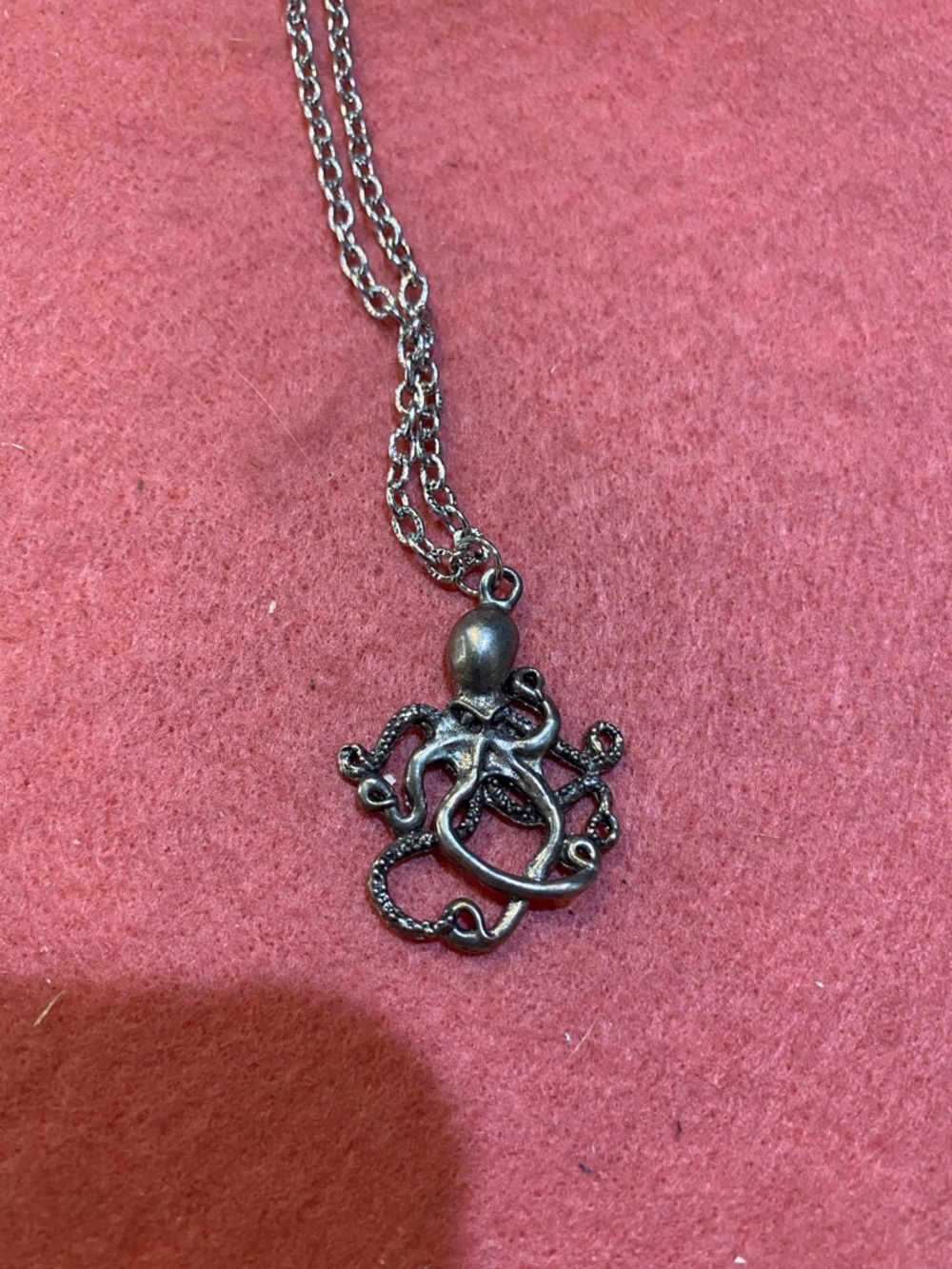 Antique Silver Octopus Pendant Necklace for Women